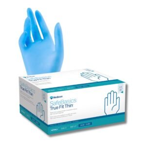 SafeBasics True Fit Thin gloves, blue, 300 per box, 1185A, 1185B, 1185C, 1185D, 1185E