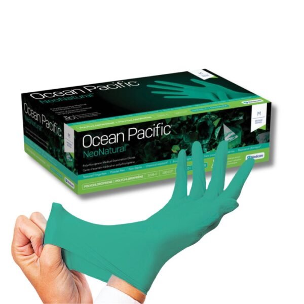 Ocean Pacific NeoNatural gloves, green, 100 per box, 1228A, 1228B, 1228C, 1228D, 1228E